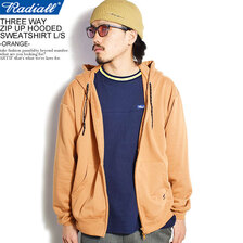 RADIALL THREE WAY - ZIP UP HOODED SWEATSHIRT L/S -ORANGE- RAD-21SS-CUT003画像