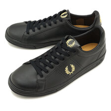 FRED PERRY B721 LEATHER TAB BLACK/METALLIC GOLD B1251-102画像