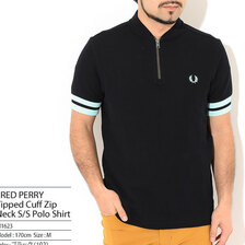 FRED PERRY Tipped Cuff Zip Neck S/S Polo Shirt M1623画像