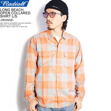 RADIALL LONG BEACH - OPEN COLLARED SHIRT L/S -ORANGE- RAD-21SS-SH001画像
