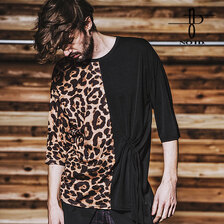 NO ID. BLACK レオパードアシンメトリー切替BIG-T 448006-661T画像
