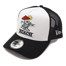NEW ERA 9FORTY A-Frame トラッカー PEANUTS ピーナッツ ジョー・クール ビーチ ホワイト / ブラック 12654433画像