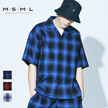 MSML/MUSIC SAVED MY LIFE OMBRER CHECK OPEN COLLAR SHORT SLEEVE SHIRT M11-02A1-SS03画像