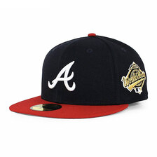 NEW ERA ATLANTA BRAVES 59FIFTY 1995 WORLD SERIES GAME FITTED CAP NAVY RED NR11783658画像