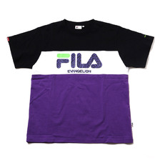 FILA &times; EVANGELION 3PANEL LOGO T SHIRT BLACK/PURPLE FS0130-08画像