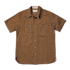 SUGAR CANE FICTION ROMANCE 8.5oz. BROWN WABASH STRIPE S/S WORK SHIRTS SC38700画像