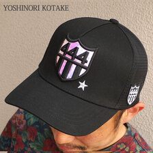 YOSHINORI KOTAKE DESIGN &times; BARNEYS NEWYORK BLACK LINE HOLOGRAM 444 LOGO MESH CAP BLACK画像