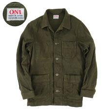 ONI DENIM カバーオール風ジャケット 刺し子風ドビーオリーブドラブ 03100-OLVDR画像