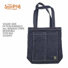 SUGAR CANE FICTION ROMANCE 9oz. WABASH STRIPE REVERSIBLE TOTE BAG SC02649画像