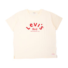 Levi's RED WOMEN'S BOYFRIEND LOGO T-SHIRT ECRU A0157-0001画像