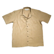 INDIVIDUALIZED SHIRTS SHORT SLEEVE ATHLETIC FIT LINEN CAMP COLLAR SHIRTS beige画像