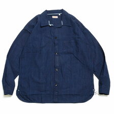 SUGAR CANE 5oz. INDIGO STRIPE L/S WORK SHIRT SC28724画像