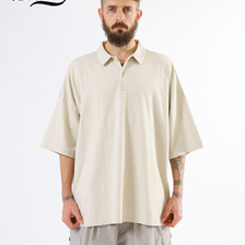 GOLD SUVIN COTTON OVER SIZE POLO TEE 21A-GL78659画像