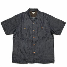 BURGUS PLUS Linen Denim Open Collar Shirt BP21501画像