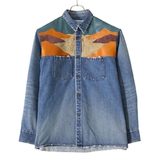 DAIRIKU Leather Patch Work Denim Shirt画像