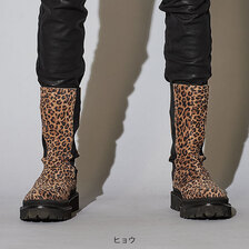 NO ID. BLACK サイドゴアロングブーツ LEOPARD 449208-719F画像