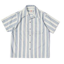 SAMURAI JEANS SOS21-S01 藍刺し子ストライプオープンカラーシャツ画像