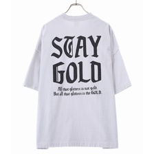 GOLD PEACH BRUSHED COTTON INSIDE OUT TEE DAMAGE AGED W/PRINTED 21B-GL78800画像