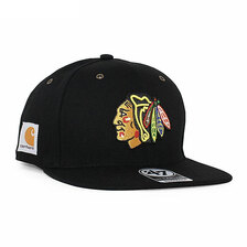 '47 Brand &times; Carhartt CHICAGO BLACKHAWKS SNAPBACK CAP BLACK HQ-KMORE102DUP-BK画像