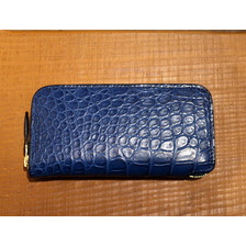 KC,s Wallet Round Zip Crocodile Indigo Dye画像