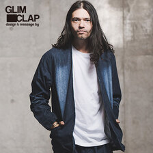 GLIMCLAP Stretch denim collar-less tailored jacket 11-004-GLA-CB画像