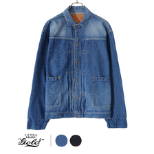 GOLD 10oz. COTTON / LINEN DENIM PLEATED BLOUSE MIDDLE WASH 21B-GL14918画像