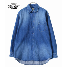 GOLD 10oz. COTTON / LINEN DENIM OVER SHIRT HARD WASH 21B-GL28728画像
