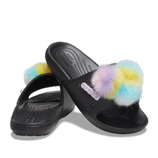 crocs Classic Crocs Fur Sure Slide Black 207406-001画像