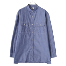 blurhmsROOTSTOCK Classic Chambray Band Collar Work Shirt画像