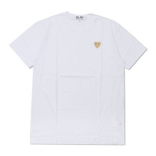 PLAY COMME des GARCONS MENS GOLD HEART ONE POINT TEE WHITExGOLD画像