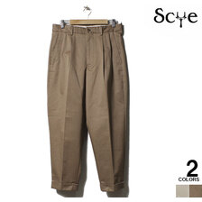 SCYE BASICS San Joaquin Cotton Chino 2Pleated Tapered Trousers 5121-83516画像