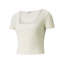PUMA CLASSICS RIBBED FITTED TEE IVORY GLOW 531611-73画像