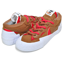 NIKE BLAZER LOW / SACAI lt british tan/university red DD1877-200画像