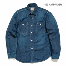 SUGAR CANE BLUE DENIM L/S WORK SHIRT AGED MODEL SC28754画像