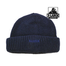 X-LARGE LOGO SHORT LENGTH BEANIE NAVY 101213051007画像