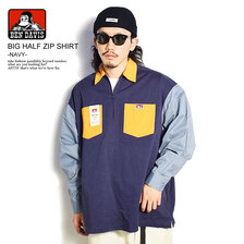 BEN DAVIS BIG HALF ZIP SHIRT -NAVY- G-1780016画像