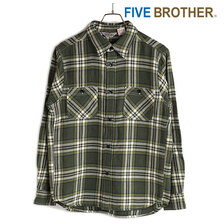 FIVE BROTHER HEAVY FLANNEL WORK SHIRTS GREEN CHECK 152160画像