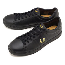 FRED PERRY SPENCER LEATHER BLACK/METALLIC GOLD B2333-102画像