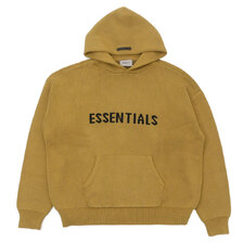 ESSENTIALS LOGO KNIT HOODY KHAKI画像