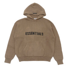 ESSENTIALS LOGO KNIT HOODY TAUPE画像