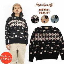 STYLE EYES クルーネック アーガイル柄 ニット SE90213画像