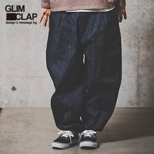 GLIMCLAP Back side brushed denim material balloon silhouette pants 11-035-GLA-CB画像