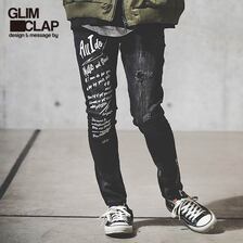 GLIMCLAP Denim material printed & processing pants 11-054-GLA-CB画像
