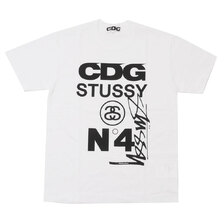 COMME des GARCONS &times; STUSSY LOGO TEE WHITE画像