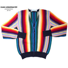 FANNI LEMMERMAYER ALPACA BORDER CARDIGAN multi border画像
