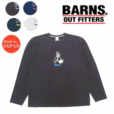 BARNS 長袖 クルーネック プリント Tシャツ タフネック BR-21406画像