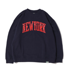 atmos &times; ELEPHANT BRAND NEWYORK CREW SWEAT NAVY/RED MAT21-A013画像