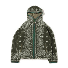 atmos x ELEPHANT BRAND BANDANA FLEECE JACKET OLIVE MAT21-A011画像