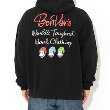 BEN DAVIS Triple Icon Print Pullover Hoodie WHITE LABEL BDZ1-3001画像