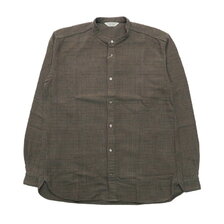 ORGUEIL バンドカラー シャツ ブラウンヘリンボーンチェック OR-5067B画像